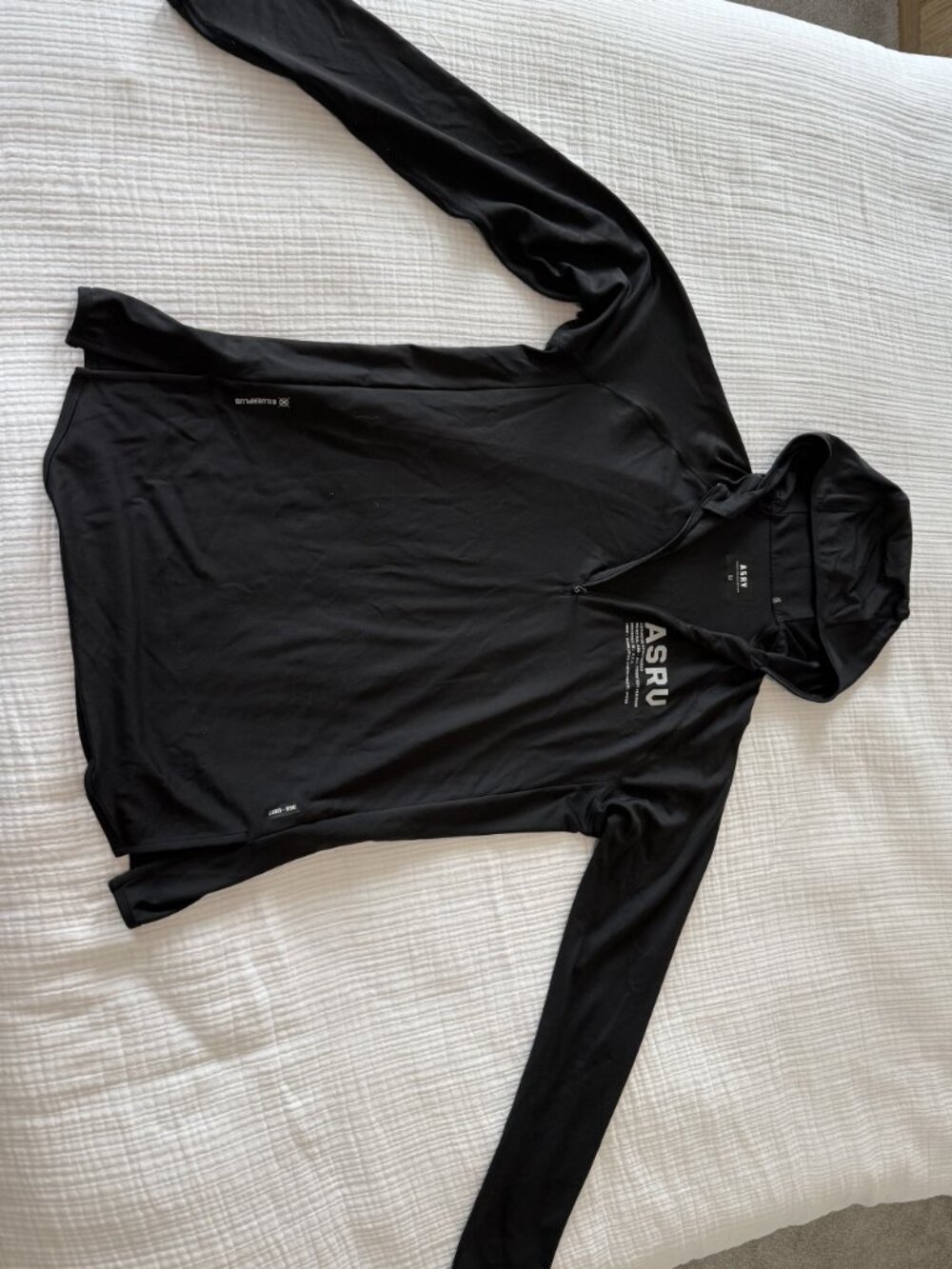 ASRV Silverplus Hooded Quarter Zip Long Sleeve Top Black Men's L DSG-0377